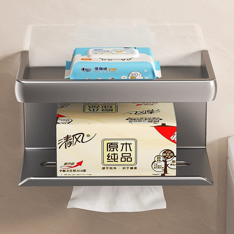 Bathroom tissue box roll paper wall-mounted toilet paper dispenser bathroom punch-free toilet paper holder washroom storage rack