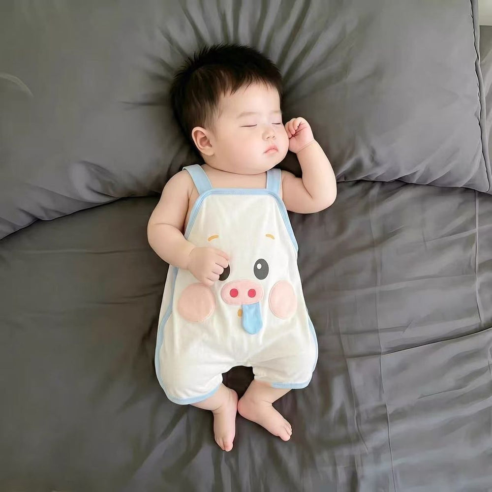 Baby summer romper - adorable cartoon print, strappy triangle bodysuit, summer outfit for baby boys and girls