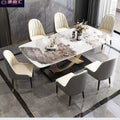 Italian-style sintered stone dining table and chairs set - modern luxury rectangular dining table for small spaces