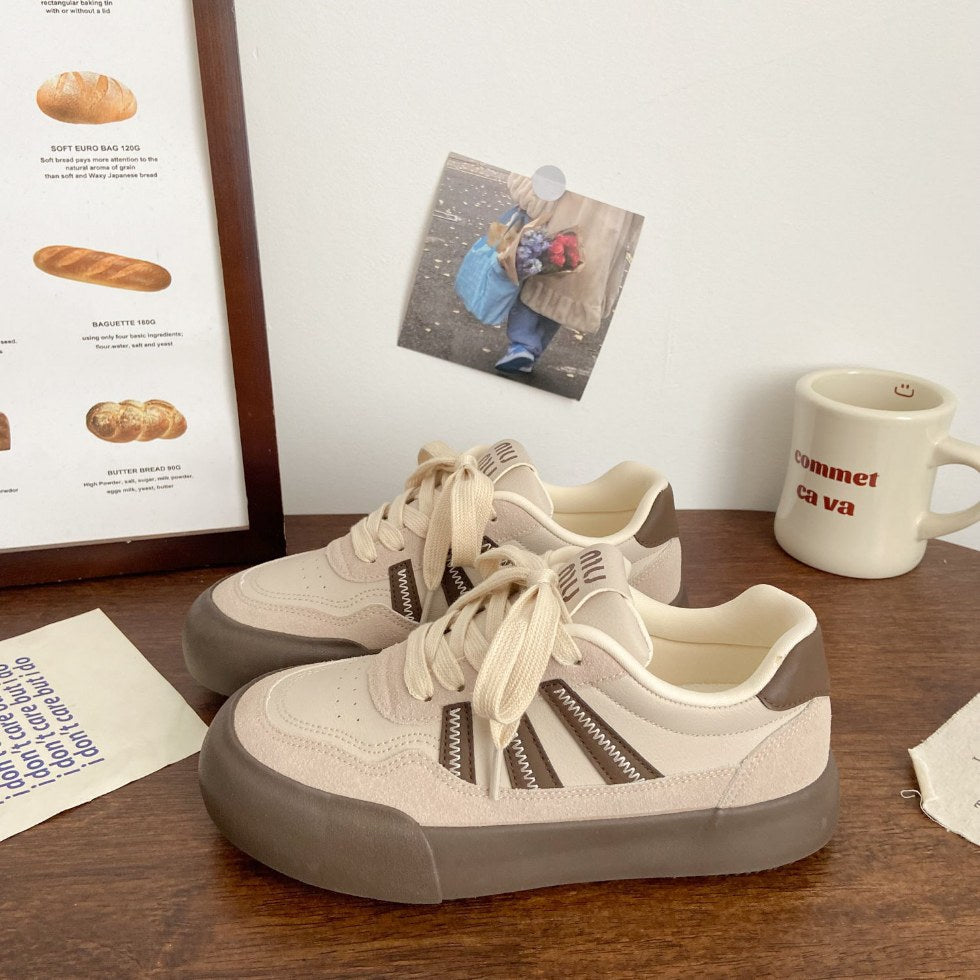German army trainer (gat) platform sneakers - women's leather upper,  autumn new arrivals, chic & niche korean style, low-top student athletic white shoes
