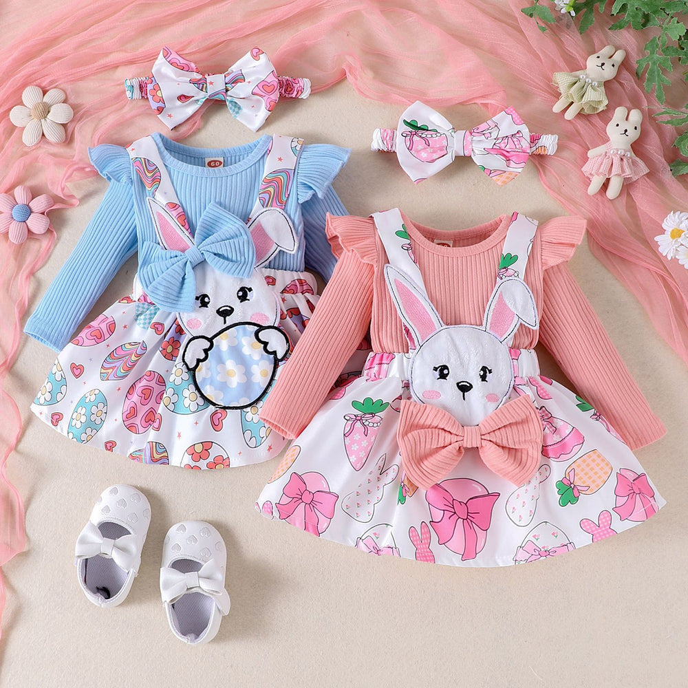 Export cross-border fashion spring & fall new product girlsuit small and medium-sized children lace collar long sleeves + flower printing suspender skirt
