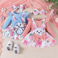 Export cross-border fashion spring & fall new product girlsuit small and medium-sized children lace collar long sleeves + flower printing suspender skirt