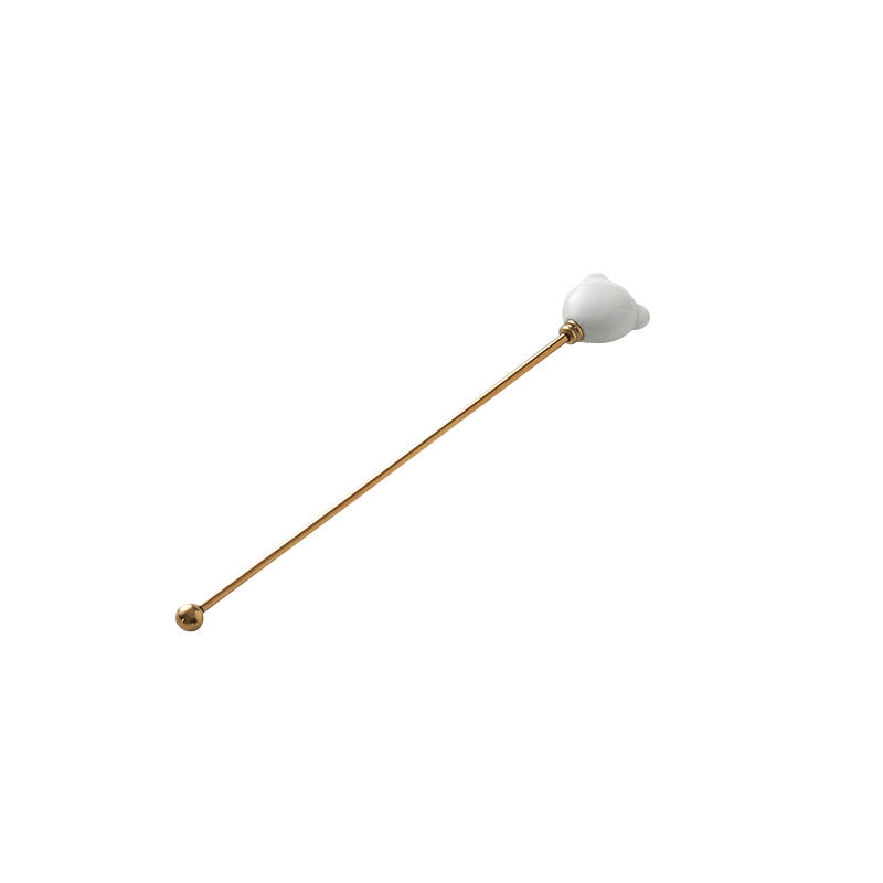 Candy-colored ceramic bear head stirring stick - anti-scald, high-style coffee stirrer & 304 stainless steel wine stirrer