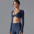 European and american sexy push-up long sleeve yoga top - barely there feel, quick-dry, compression sports t-shirt - casual running & fitness top for women