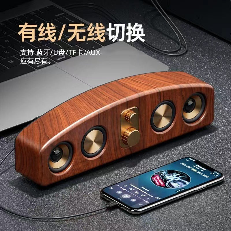 E3403 bluetooth speaker - retro portable audio system with radio, for home, pc, and desktop use - wireless speaker with subwoofer