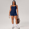 European and american style plus size yoga bodysuit - summer stretch tummy control peach lift one-piece workout jumpsuit - new women's collection