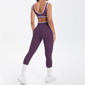 New arrival cross-border brushed contrast color tight breathable cross wide-leg yoga suit sports running fitness two-piece set