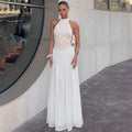 european and american women's clothing  summer new fashion elegant sleeveless slim-fit patchwork dress - wholesale for export