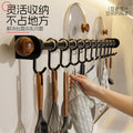 No punching rack hook shovel wall storage spoon hanging rod walnut storage rack spatula kitchen wall rack