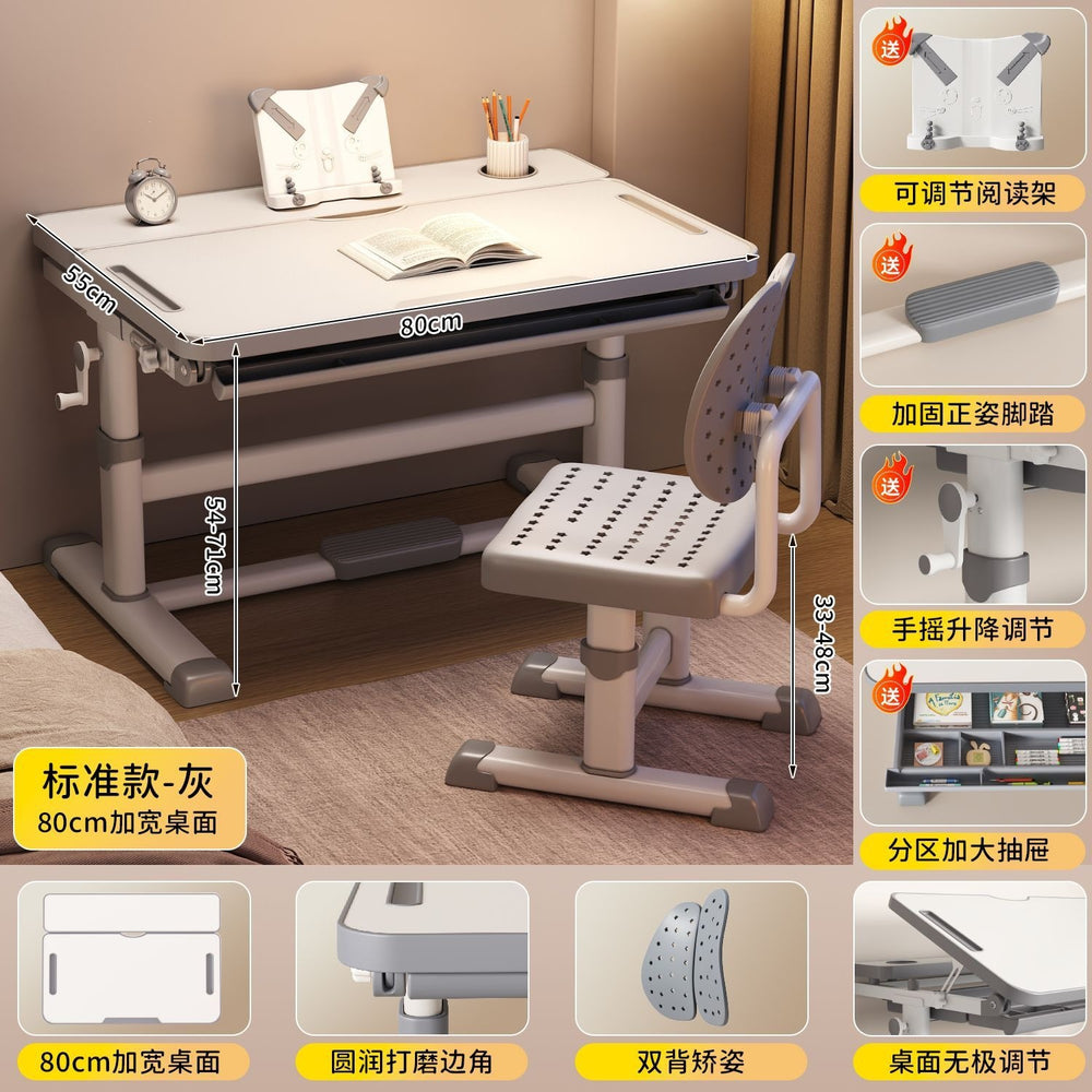 Adjustable height desk and chair set for kids - perfect for elementary school students, home study, and writing