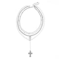 Cross pendant necklace women's european and american niche design multi-layered wearing light luxury diamond-set ins style y-shape clavicle chain