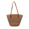 Large capacity straw woven bag women's new patchwork striped handbag fashionable knitted bag high-end tote beach bag