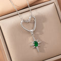 [copper inlaid with zirconium] fashion popular heart-shaped titanium steel necklace, high-end light luxury diamond-encrusted ins fashion clavicle chain jewelry