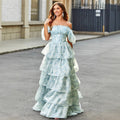 Pastoral style sweet cake skirt fashion puff sleeves short sleeves tie back waist plain floral fairy dress long skirt