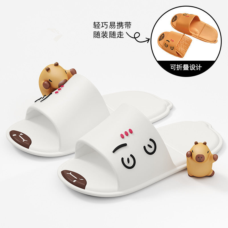 Eva foldable travel cartoon slippers - portable, non-slip disposable slippers for men and women, perfect for travel, business trips, and hotels