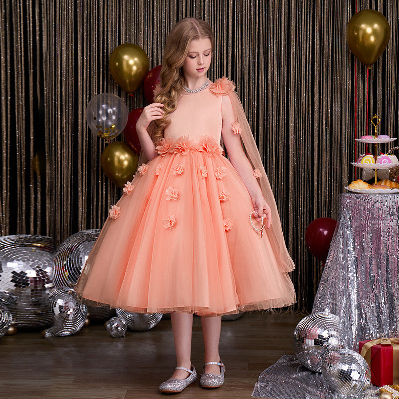 european and american custom-made children's dresses: new high-end floral dresses for little girls, perfect for flower girls, weddings, piano performances, and european & american styles