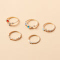 Open gold-plated flower ring set wholesale cross-border alloy jewelry niche diamond-set pair of rings for women diamond