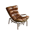 Retro genuine leather rocking chair oil wax leather lazy sofa metal accessible luxurycasual medieval style living room balcony casual lounge chair