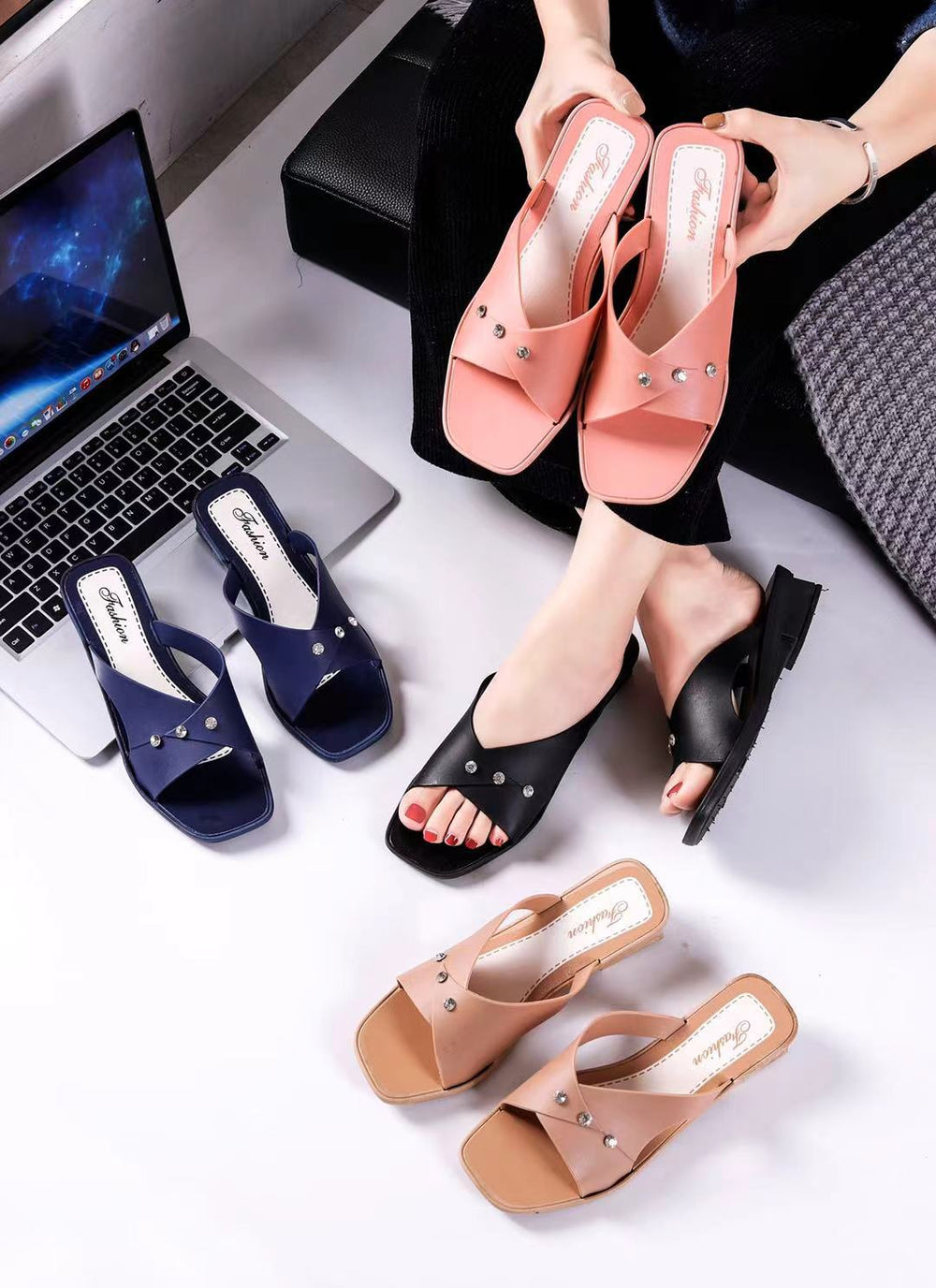 2022 high-heeled sandals for women to wear outside personalized slippers inspopular sandals slippers cross-border comfortable ins style
