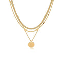 Brass real gold plated european and american cross-border hot selling minimalist twisted circle pendant fashion necklace for women - three layers
