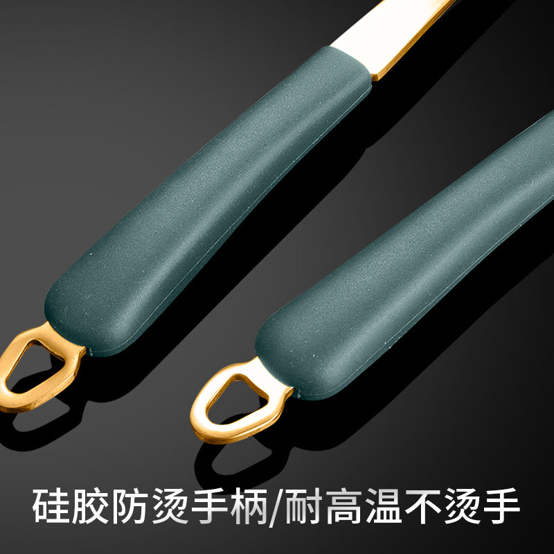 Customized stainless steel hot pot spoon creative tool kitchen silicone thickened handle soup spoon porridge spoon colander filter