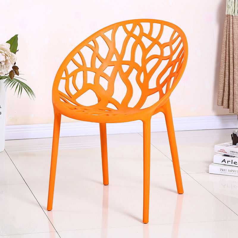 Scandinavian backrest dining chair, stackable, with armrests, thickened plastic chair, popular balcony, etc., cut out outdoor casual chair