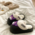 Fleece-linedthick sole home slippers plaidheattechnew arrival toe shoes winter women's thick outer wear cotton shoes non-slipdeodorizing filter
