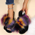 2024 new women's fuzzy clog slippers - cross-strap, flat, long-haired, warm, color-blocked, one-strap plush slippers for autumn/winter export