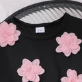 Amazon cross-border european and american girls' summer outfit: floral appliqué short-sleeve t-shirt and princess pleated skirt set
