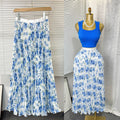 New arrival elastic waist high waist floral sweeteasiest for match a-line skirt women's medium longprintingpleated skirt