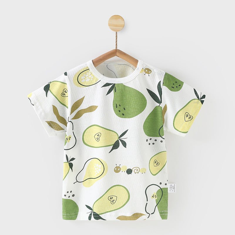 Baby lightweight short-sleeve t-shirt, infant top, kids' summer clothes (0-4 years), toddler boys' and girls' short-sleeve undershirt, trendy style