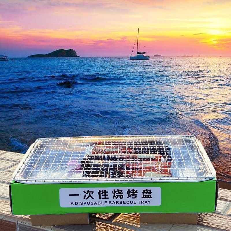 Disposable bbq grill - smokeless charcoal grill for home, camping, and outdoor bbq - portable fruitwood charcoal grill for outdoor grilling
