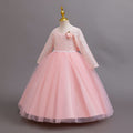 Exportlong sleeveskids dress lace princess dress female flower girl piano performance dress flower girl