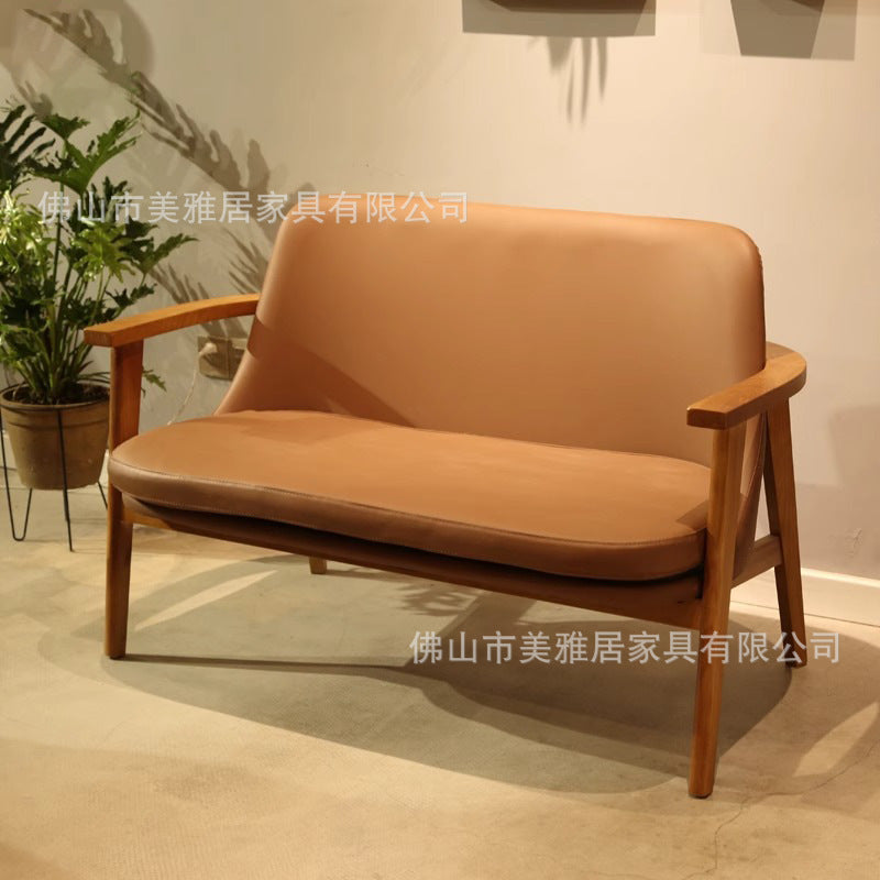 Cafe Solid wood back chair Restaurant Dessert milk tea shop Leisure sofa Table and chair combination Rest area Card seat