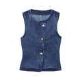 Amazon  fashion cross-border women's clothing  new denim sleeveless vest fashion wide leg denim suit