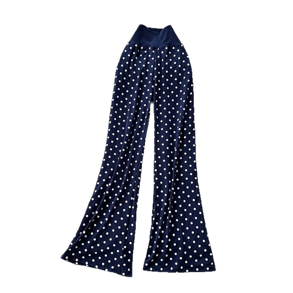 K-stylehigh waist polka dot casualcasualstraight-leg pants for women summer lazy style slimming lookeasiest for matchcasualslimming lookpants