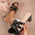 foreign trade summer new style outwear studded slippers women's lazy mid-heeled sandals half size 41-43 wholesale