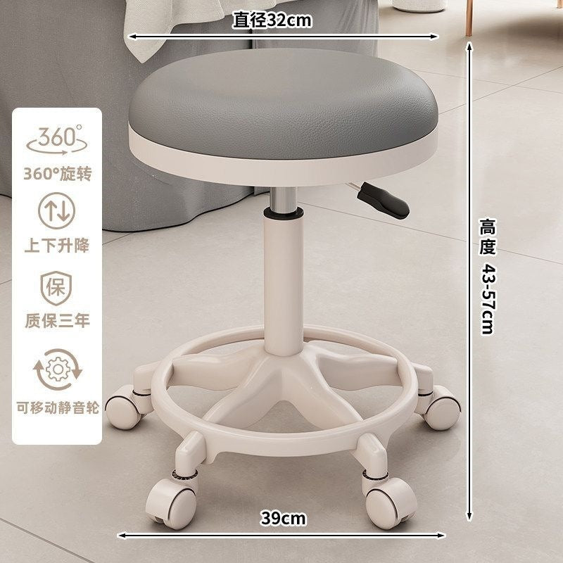 Beauty stool adjustable rotate pulley round stool backrest makeup chair dressing chair movable office chair hairdressing stool no