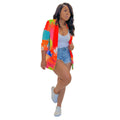 X6557 cross-border   fashion women's printed long sleeve casual blazer - single piece