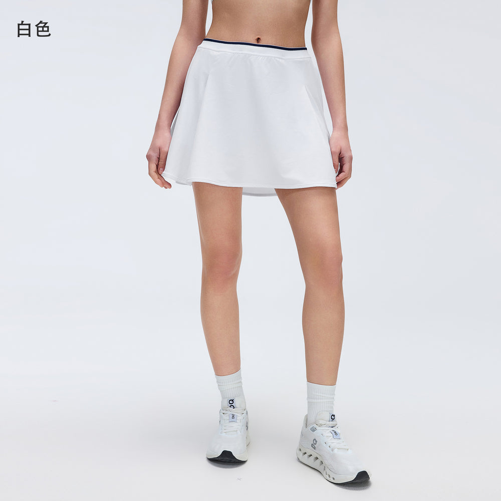 Contrast colorfake two-piece high waist yoga tennis skirt sweat-absorbent breathable fashion tape a-shaped sports skirt for women d26010