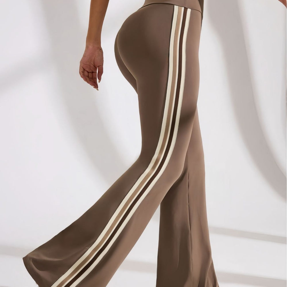 new arrivalcasual bootcut yoga pants high waist elastic pilates sports tummy control leg lengthening quick-drying bell bottoms