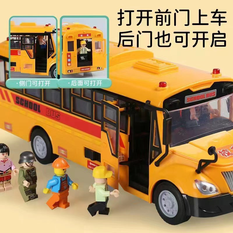 simulation engineering vehicle series multi-functional school bus mixer truck kids early education educational toy car model gift
