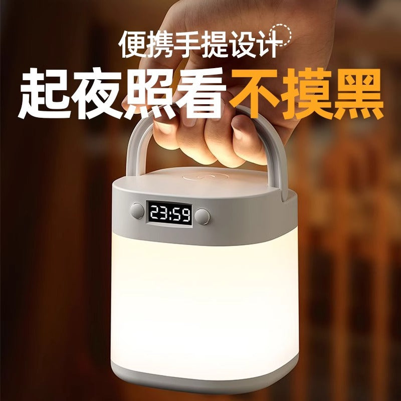2024 new remote control rechargeable night light clock bedside lamp - soft, eye-caring table lamp for bedroom sleep and baby feeding