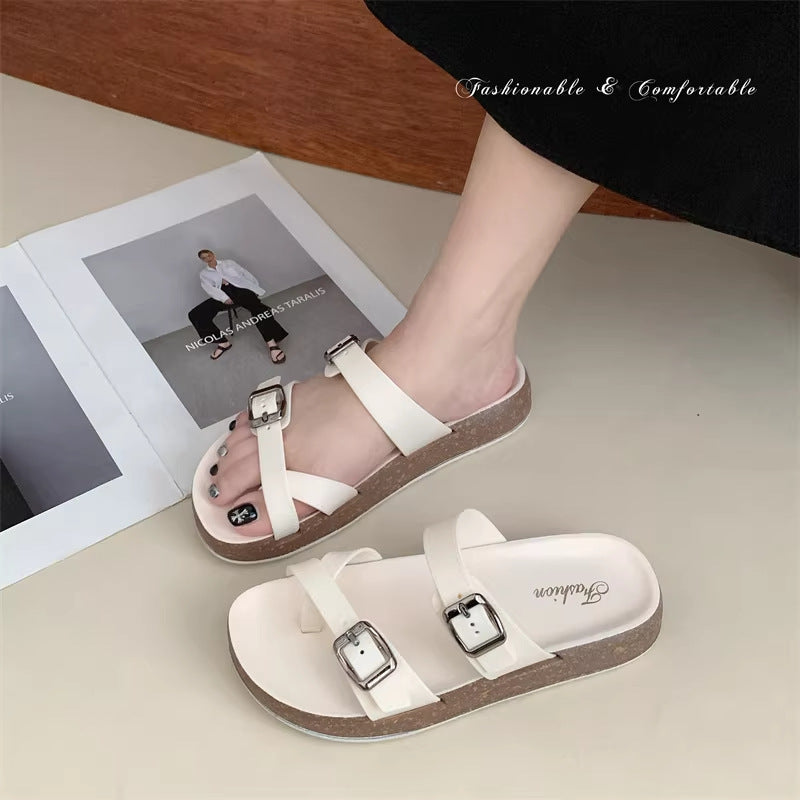 2026 flip-flops new arrivalk-styleretroeasiest for matchflats one-line slippers outwearcasual beach flip-flops women