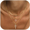 Cross zircon necklace 2025 new internet celebrity accessories accessible luxury niche design titanium steel clavicle chain