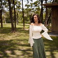 Amazon fashionlace off-shoulder long sleevesshirt women's  spring new arrival one-line collar rufflestops
