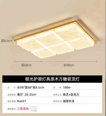 Living room main light Japanese style bedroom light wabi-sabi wind ceiling light log wind lighting atmospheric hall light cream wind lighting