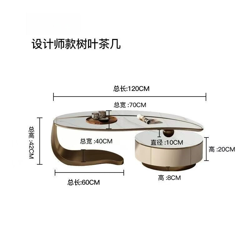 Creative leaf coffee table - unique shape, perfect for small spaces, high-end designer style, ideal for villas, living rooms, and modern luxury home decor. can be used as a coffee table or tv stand