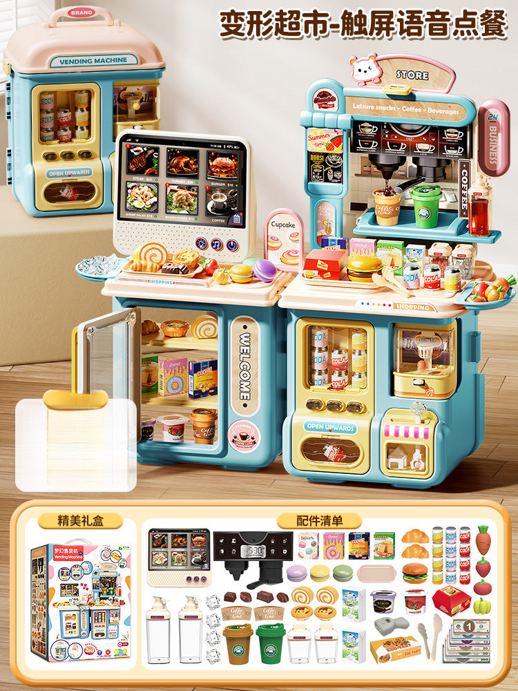 Kids' pretend play toy - realistic coffee & cash register set - convenience store water dispenser - educational supermarket playset - birthday gift for boys & girls