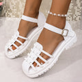 retro woven open-toe sandals women's shoes  new summer beach vacation soft sole brown roman sandals